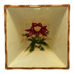 Sweet Olive Designs Jane Adams 3 PC Square Bowl Set 6 Tropical Floral Ceramic VG