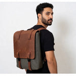 HUMMS Mammbo Grey Resin Brown Leather Unisex Backpack Argentina Travel Good Plus