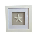 Sand Stone Shell Glass Resin Art Shadow Box 8x8" Starfish Coastal Wall Decor New