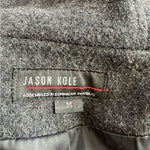 JASON KOLE Women's Charcoal Grey Wool Coat Size M Hooded Button Front Lined VG