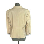 Halogen Women's Beige Cotton Blend Blazer XL Petite Button Front Striped NWT