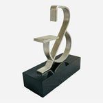 Ampersand Iron Sculpture Black Granite Base Silver Decorative Figurine 10" VG