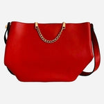 Red Vegan Leather Tote Handbag Womens Shoulder Bag Lightweight Midi Satchel NWOT