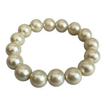 Women's Iridescent White Beaded Stretch Bracelet 7" Single Strand Elastic EXC