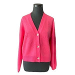 LOFT Womens Powder Pink Wool Blend Stars Cardigan L Button Front Jacket NWT