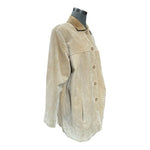 CHEROKEE Women Beige Suede Leather Jacket Button Front Coat Size 16W