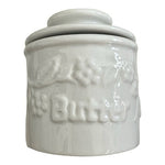 Vintage Butter Bell Crock Fleur de Lis White Ceramic Raised Floral Band 4.5”