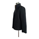 Women’s Reversible Quilted Jacket Black Brown Zip Front Coat Size 8