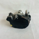Silver Tone Happy Buddha Statue Sitting 6" Polyresin Prosperity Meditation Decor