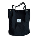 Black Corduroy Canvas Tote Bag Shopper Travel Handbag “You Need This One” NWOT