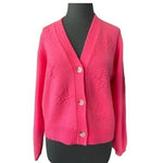 LOFT Womens Powder Pink Wool Blend Stars Cardigan L Button Front Jacket NWT