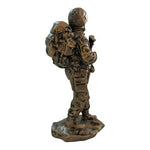 Metal Tone Fighting Soldier Statue 8" Gold Military Trooper Figurine Sculpture