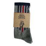 2 Pair MADE HERE Route 66 Crew Grey Navy Red Striped Unisex Socks L/XL NWT