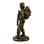 Metal Tone Fighting Soldier Statue 8" Gold Military Trooper Figurine Sculpture
