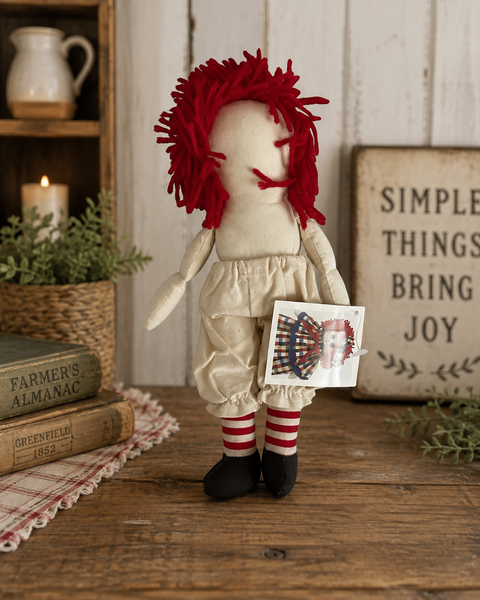 Blank Craft Doll Raggedy Ann Style Red Yarn Hair 10" DIY Decorate Yourself  Unfi