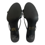 Vintage Marichi Mani Black Silver Rhinestone Leatherette Slip-On Heels Size 6.5