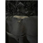 ALBERTO MAKALI Cropped Blazer S Jeweled Floral Fuzzy Jacket Black Red Green EXC