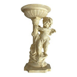 Angel Cherub Concrete Statue 11x7x5.5" Candle Holder Bird Feeder Water Bowl VG
