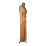 Lauren Ralph Lauren Gold Metallic Jersey Gown Twist Waist Maxi Dress Size 10 NWT
