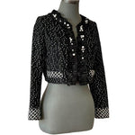 Maria Grazia Severi Italian Designer Cropped Beaded Wool Blazer EUR 42