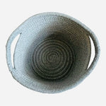 Small Round Rope Storage Basket w/ Handles Light Grey 9"x8"x5.5" Boho Chic