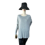 H&M Women's Light Grey Pullover Sweater Size M Crew Neck Drop Shoulder Casual VG
