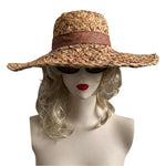 Vintage Bucket Hat LIZ CLAIBORNE Women's Beige Woven Beach Hat Wide Brimmed Hat