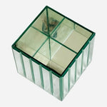Johana Mirrored Glass Cube Vase Silver Planter Flower Pot Makeup Holder 6.5”