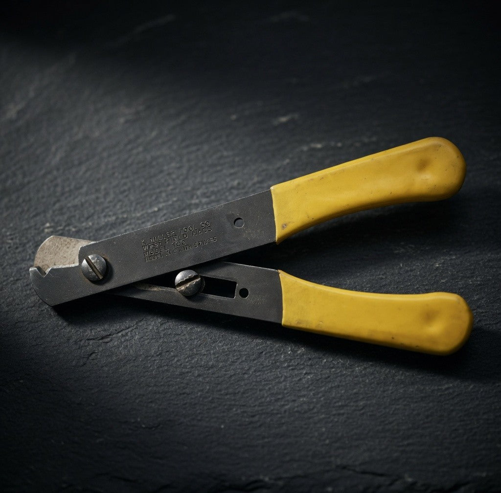 Vintage A. Miller Tool Co. Model 100 Adjustable Wire Stripper Cutter Yellow Good
