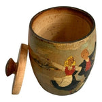 Vintage Norwegian Hand Painted Wooden Lidded Pot Treenware Enamel 4" Norway G