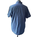 Angelo Litrico Men's Blue Grey Stripe Button Front Shirt 2XL Cotton Short Sleeve
