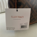 ELLEN TRACY Brown Signature Print Baguette Shoulder Bag NWT Vegan Leather
