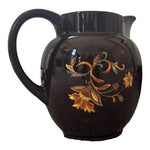 LAURIE GATES Pottery HandPainted Floral Pitcher Milk Jug Porcelain 8.5” Farmhous