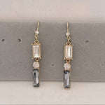 Sparkling White Gray Crystal Drop Earrings Women 2.2" Glass Dangle Jewelry VG