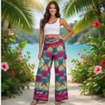 PALOMA VIVACITY Mandala Wide Leg Harem Pants Women S Boho Beach Festival EXC
