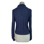 Vintage L.L.Bean Fisherman Knit Wool Cardigan Navy Blue Size 34 Shawl Collar VG