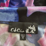 C&C Studio Royal Blue Pink Floral Print 100% Polyester Belted Zip Front Jumpsuit