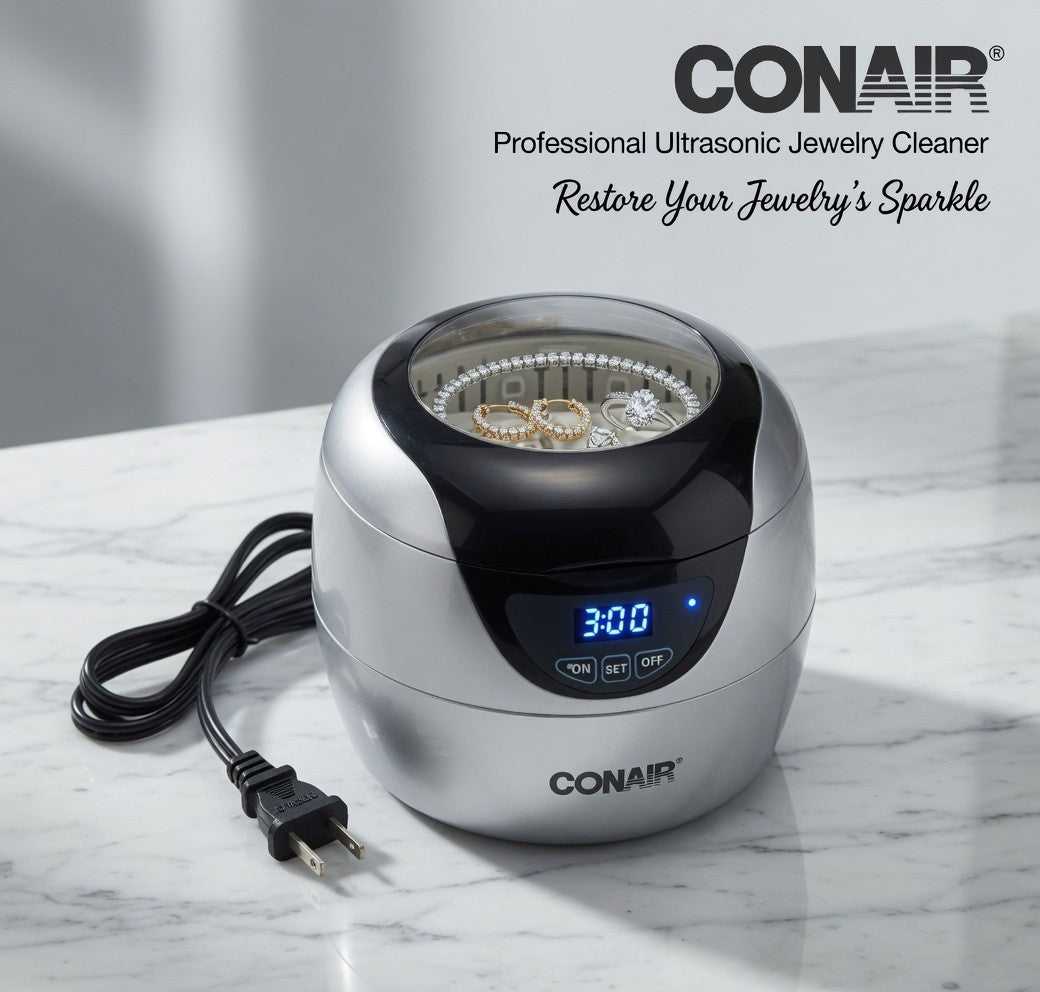 Conair JC35B Professional Digital Ultrasonic Jewelry Eyeglass Cleaner Silver VG