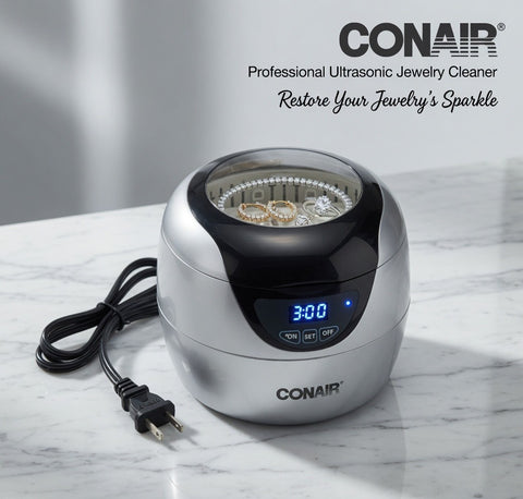 Conair JC35B Professional Digital Ultrasonic Jewelry Eyeglass Cleaner Silver VG