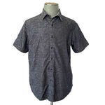 Robert Graham Gray Cotton Short Sleeve Button Front Classic Fit Shirt Size L