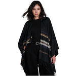 Banana Republic Black Striped Wool Blend Shawl Wrap Poncho One Size Cape EXC