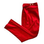 CALVIN KLEIN Women's Red Mid Rise Straight Pants S 8 Gold Button Rayon Nylon