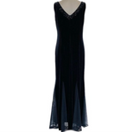 JESSICA HOWARD Womens Dress 12 Black Velvet Beaded Embroidered Maxi Evening EXC