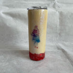 Red Cream Sparkling Glitter Tumbler There's No Place Like Home Lid 8.5" NWOT