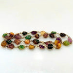 Vintage Gold Tone Wire Caged Multi Gemstone Statement Necklace 30.5" Unique EXC