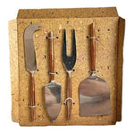 Cheese Knife Set 4 Piece Stainless Steel Copper Handle 6" Cutters Slicer New