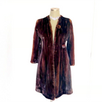 Geoffrey Beene Real Mink Fur Coat Jacket Vintage Brown XS Fit &Flare Glossy Coat