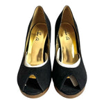 Spot On Athena Black Peep Toe Heels Womens High Heel Sandals 4" Stiletto Size 36