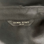 Ulmia Staff Influx Button Front Wrap Dress M Black Satin Short Sleeve 39" VG