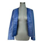 NEWPORT NEWS Blue Leather Zip Up Motorcycle Jacket Women’s Size 10